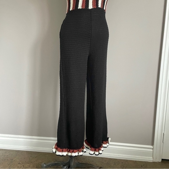 ZARA Striped Black Crochet Ruffle Strap Sleeveless Jumpsuit - S - Picture 5 of 14